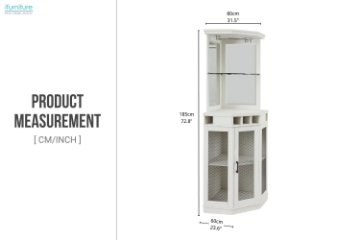 Picture of HAAKEN Corner Bar Buffet & Hutch (White)