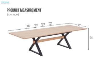 Picture of CAPITOL Extension Dining Table  71"-86.6"-102"-118" Long (Natural）