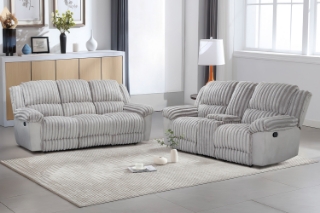 Picture of SELINNA Corduroy Manual Reclining Sofa Range (Mink) - Loveseat + Sofa Set