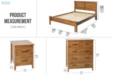 Picture of BAYARD 3PC Bedroom Combo Set in Single/Double/Queen Sizes