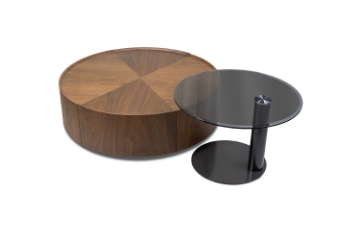 Picture of SKARA Genuine Walnut Veneer Round Nesting Coffee Table