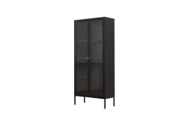 Picture of STARK Steel Frame 71"x31.5" 2-Door Transparent Glass Display Cabinet(Black)