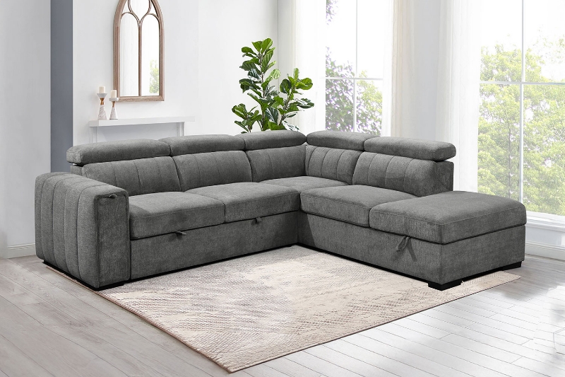 Picture of ABIGAIL Fabric Corner Sofa Bed with Storage - Chaise Facing Right
