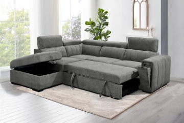 Picture of ABIGAIL Fabric Corner Sofa Bed with Storage - Chaise Facing Left