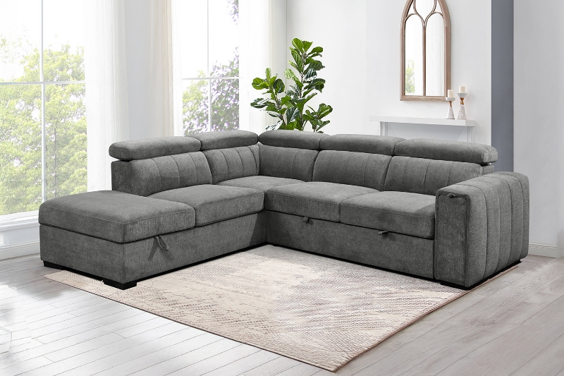Picture of ABIGAIL Fabric Corner Sofa Bed with Storage - Chaise Facing Left