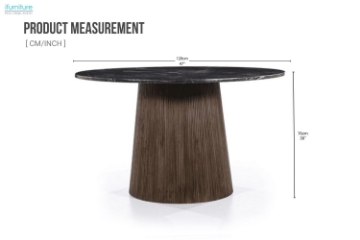 Picture of HUBIE D47" Mango Wood Round Dining Table with Marble Top