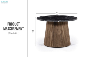 Picture of HUBIE D23.5" Mango Wood Round Side Table With Marble Top