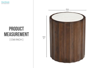 Picture of KASIA D17.5" Mango Wood Round Side Table with Marble Top