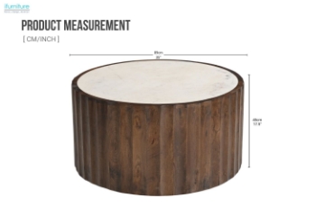 Picture of KASIA D35" Mango Wood Round Coffee Table with Marble Top