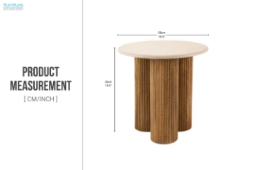 Picture of BLIX D19.5" Mango Wood Round Side Table with Marble Top