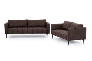 Picture of BARTLET Chocolate Air Leather Sofa Range - Loveseat+Sofa Set