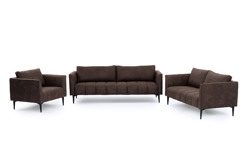 Picture of BARTLET Chocolate Air Leather Sofa Range - Armchair+Loveseat+Sofa Set