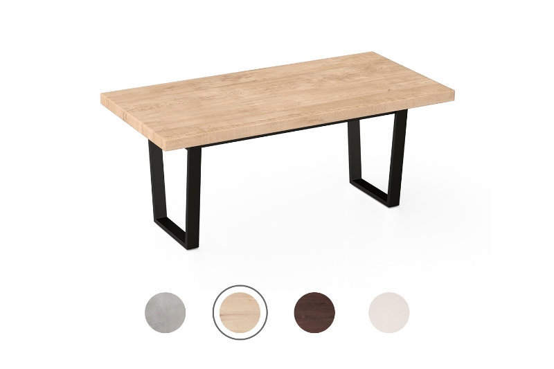 Picture of SYNERGYPLUS Dining Table with Trapezoid Metal Legs (Natural Oak) - 78.5"x39.5"