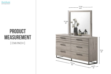 Picture of WESTDEN 6-Drawer Dresser with Mirror (Grey)