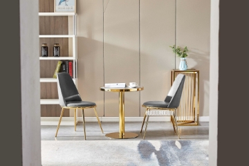 Picture of SYNE Marble Top D31.5" Round Dining Table (Gold)