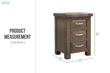 Picture of WESTMINSTER 3-Drawer Solid Oak Bedside Table (Classic Walnut)