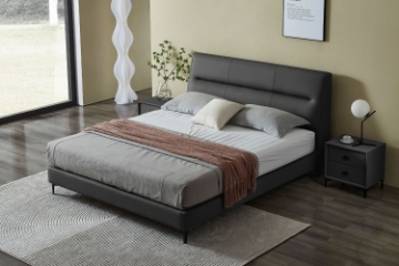 Picture of CUBA Genuine Leather Bed Frame in Queen/Eastern King Sizes (Dark Grey)