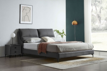 Picture of ROMEO Genuine Leather Bed Frame (Dark Grey) - Queen Size 