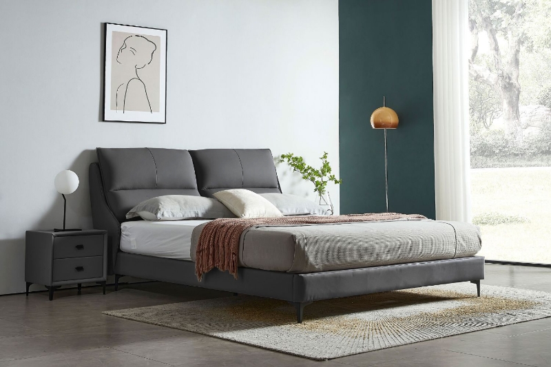 Picture of ROMEO Genuine Leather Bed Frame (Dark Grey) - Queen Size 