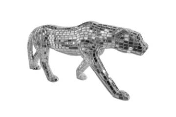 Picture of GEKO Large Silver Leopard Ornament Home Decoration (37.5"x15.5")