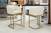 Picture of TRYTON H40" Bar Stool with Arms & Golden Finish Base (White) 