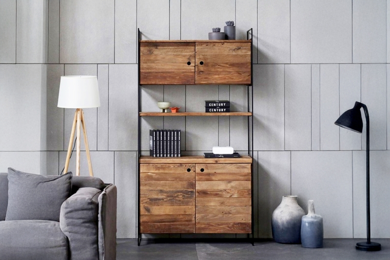 Picture of ELMORE Reclaimed Pine Wood Cabinet Shelf/Display Cabinet (39" x 75")