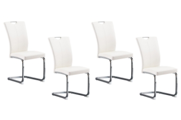 Picture of EDAN High Back Dining Chair with Chromed Base (Pearl White) - 4 Chairs in 1 Carton