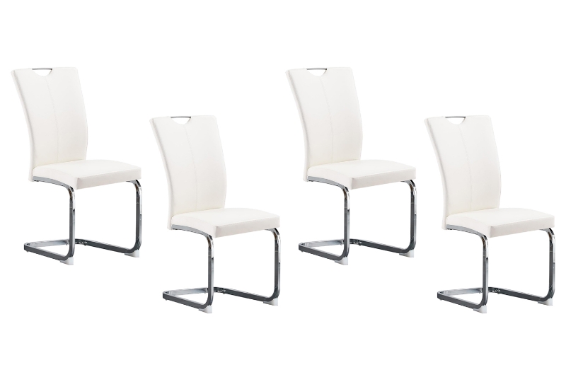 Picture of EDAN High Back Dining Chair with Chromed Base (Pearl White) - 4 Chairs in 1 Carton