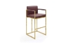Picture of DAKOTA Bar Stool with Arms & Golden Finish Base (Wine Red)