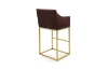 Picture of HESPER 29" Bar Height Bar Stool with Arms & Golden Finish Base (Wine Red) 