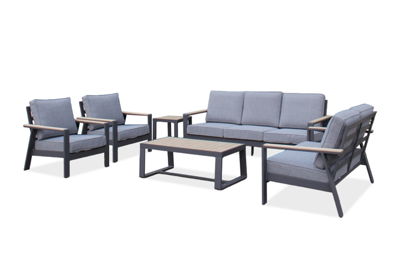 Picture of BONDI 6PC Aluminium Outdoor Lounge Sofa Set (Dark Grey)