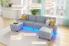 Picture of KINSLEY Modular Sectional Sofa with Wireless Charging, USB & Type-C Ports, and LED Lighting (Light Grey)