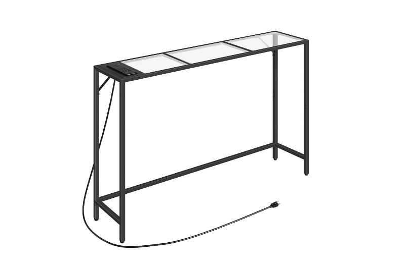 Picture of SOLENE Tempered Glass Console Table with Power Outlets 