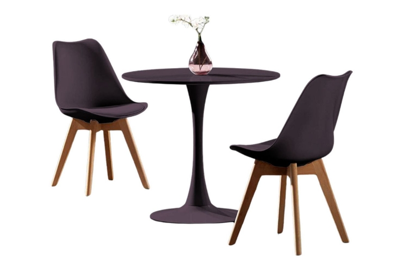 Picture of TULIP Dining Set (Black) - 39.4" Table with 2 Chairs