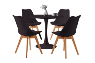 Picture of TULIP Dining Set (Black) - 39.4" Table with 4 Chairs