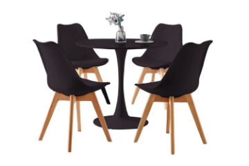 Picture of TULIP Dining Set (Black) - 39.4" Table with 4 Chairs