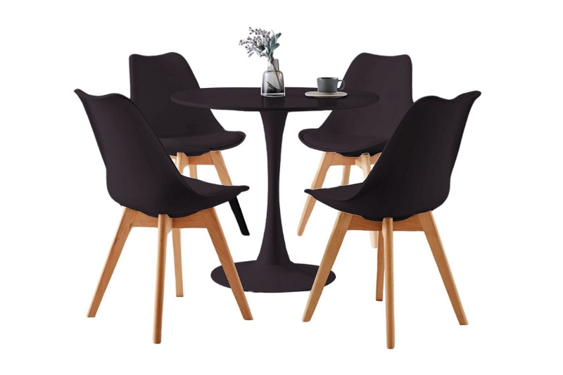 Picture of TULIP Dining Set (Black) - 31.5" Table with 4 Chairs 