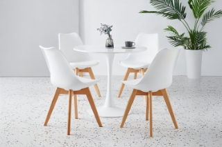 Picture of TULIP Dining Set (White) - 39.4" Table with 4 Chairs