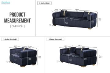 Picture of Vegas Chesterfield Velvet Sofa Range (Black) - 1 Seater (Armchair)