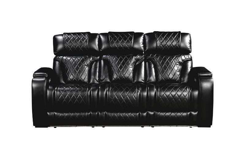 Picture of CALVIA Duo Motor Adjustable Headrest Reclining Sofa Range (Black) - Sofa with USB Port & LED Lighting + Cup Holders & Reading Lights (3RRC)