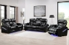 Picture of CALVIA Duo Motor Adjustable Headrest Reclining Sofa Range (Black) - Sofa with USB Port & LED Lighting + Cup Holders & Reading Lights (3RRC)