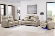 Picture of CALVIA Duo Motor Zero Gravity Adjustable Headrest Reclining Sofa Range with USB Port & LED Lighting + Cup Holders & Reading Lights (Beige)