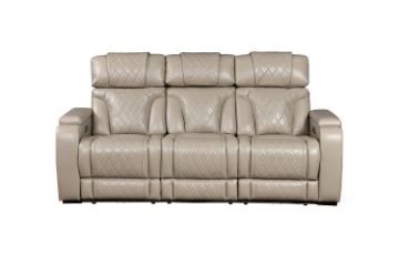 Picture of CALVIA Duo Motor Zero Gravity Adjustable Headrest Reclining Sofa Range (Beige) - Sofa with USB Port & LED Lighting + Cup Holders & Reading Lights (3RRC)