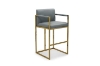 Picture of DAKOTA 30" Bar Height Bar Stool with Arms & Golden Finish Base (Grey) 