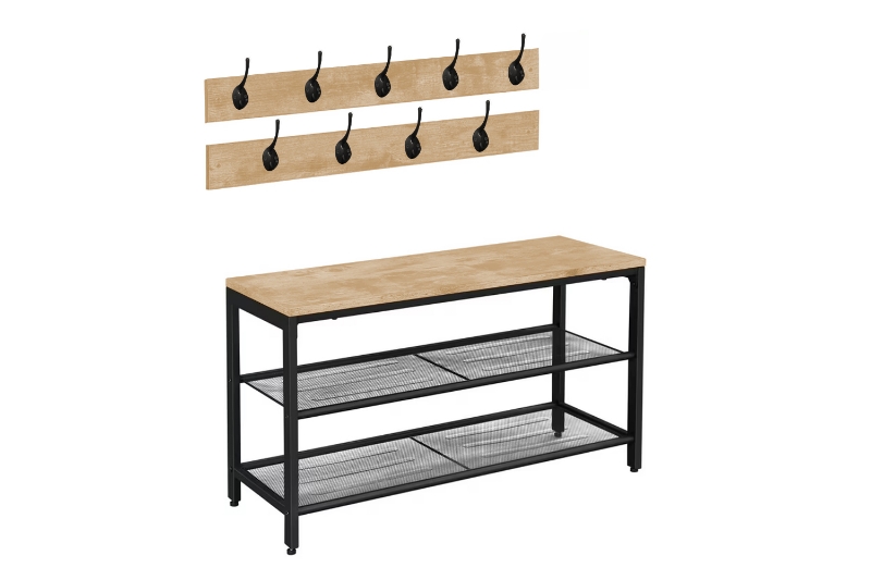 Picture of LITON Adjustable 3-Tier Shoe Rack with Wall Hooks 