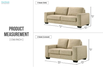 Picture of MODA 3/2 Seater Sofa Range (Beige) - Loveseat+Sofa Set