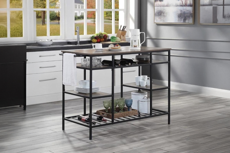 Picture of DARIO Kitchen Island with Metal Frame & Storage Shelves