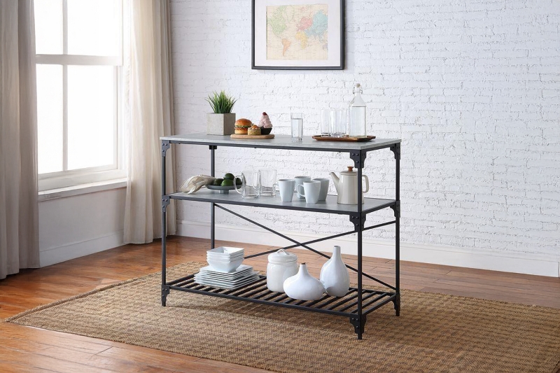 Picture of AUKFA Metal Frame Kitchen Island with Storage Shelves