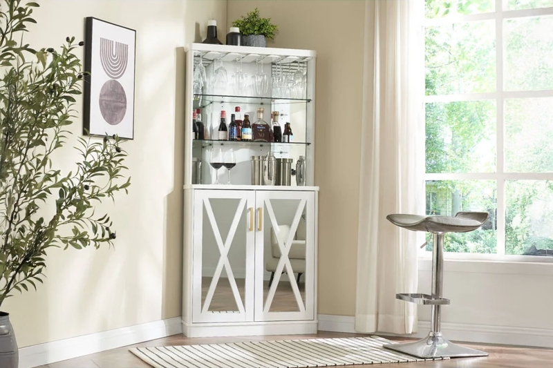 Picture of TANDY Home Bar Buffet & Hutch with Glass Shelves