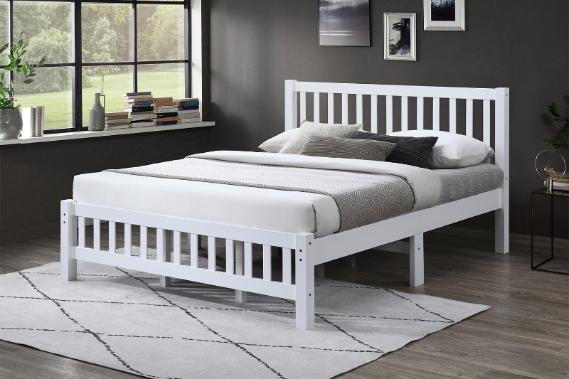 Picture of FORESTER Solid Wood Twin/Double/Queen Size Bed Frame(White) - Twin Size